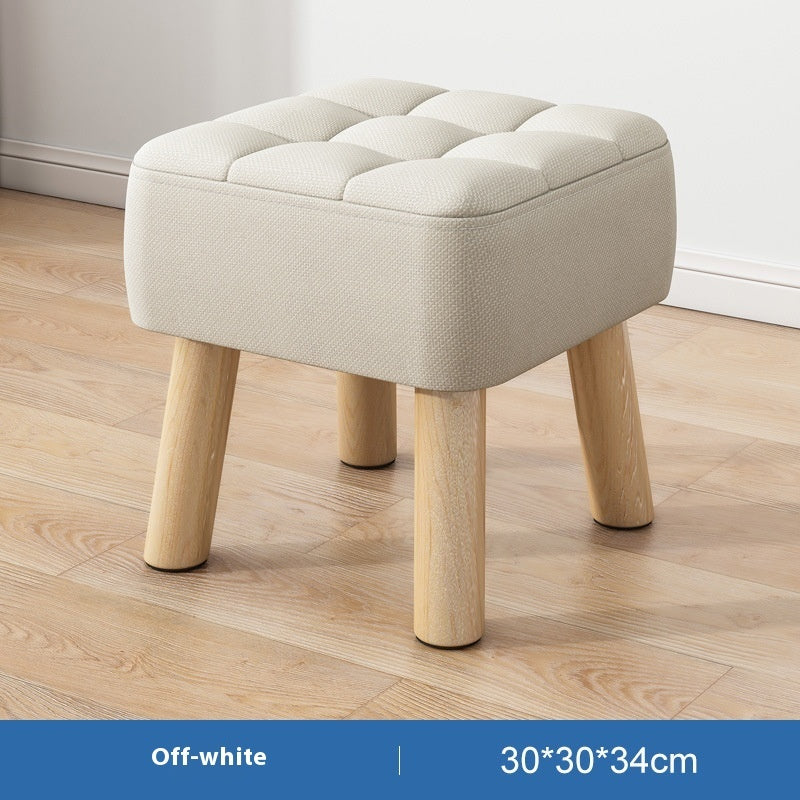 Solid Wood Stool Short Household Minimalist Fabric
