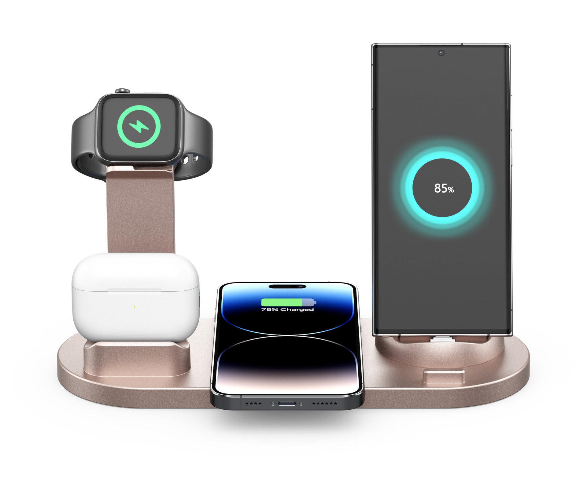 Magic Array Wireless Car Charger – 15W Qi Fast Charge Phone Mount with LED