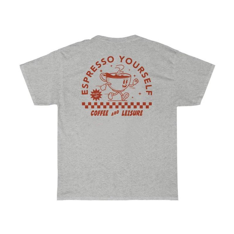 Women's Oversize Cotton Cartoon Coffee Tee Graphic
