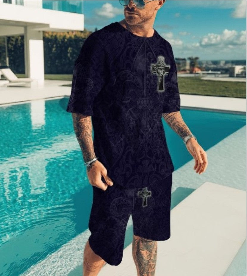 3D Digital Printed T-shirt Men's T-shirt Casual Suit