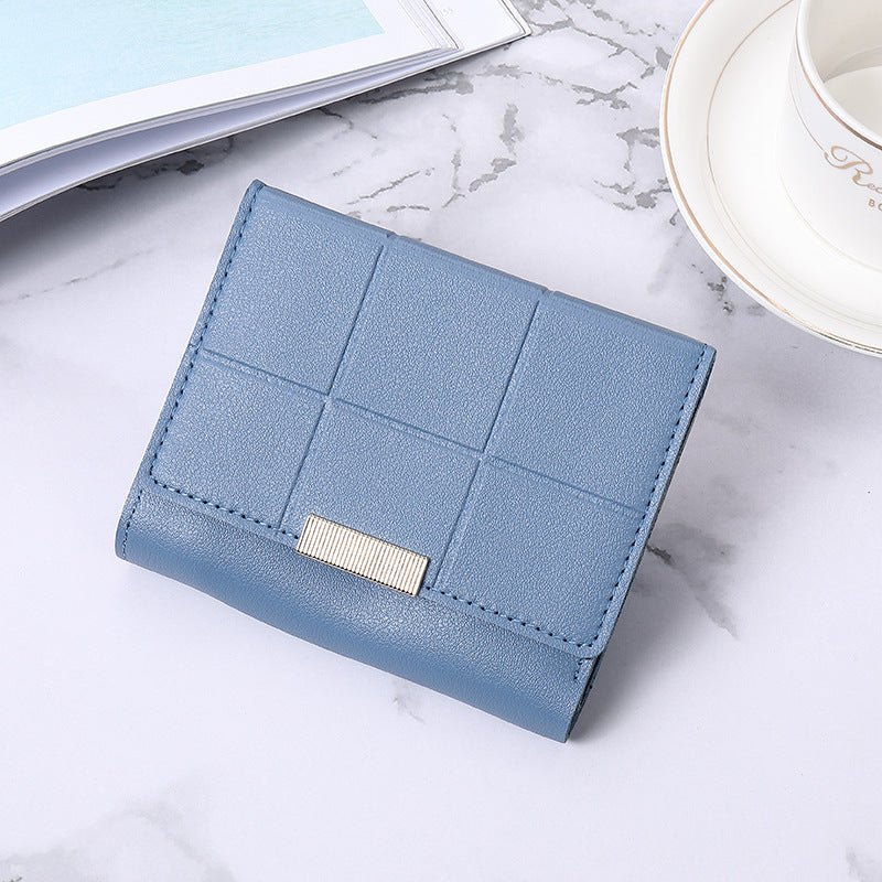 Women's Short Three Fold Multiple Card Slots Large Capacity Zipper Coin Purse
