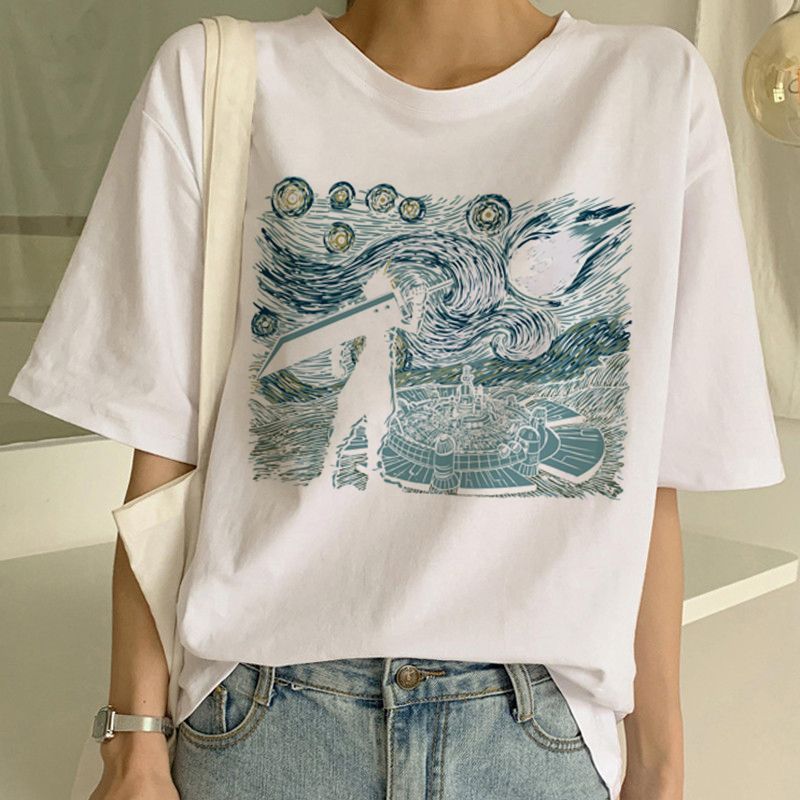 Women's Modal Art Print T Shirt Van Gogh Regular