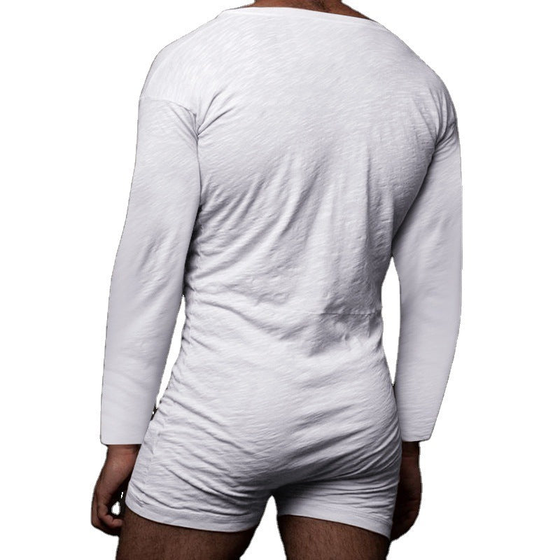 Men's Solid Color Bodysuit Homewear Pajamas