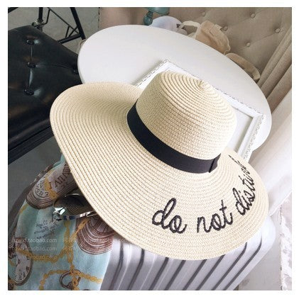 Elegant Embroidered Women’s Straw Large Cap