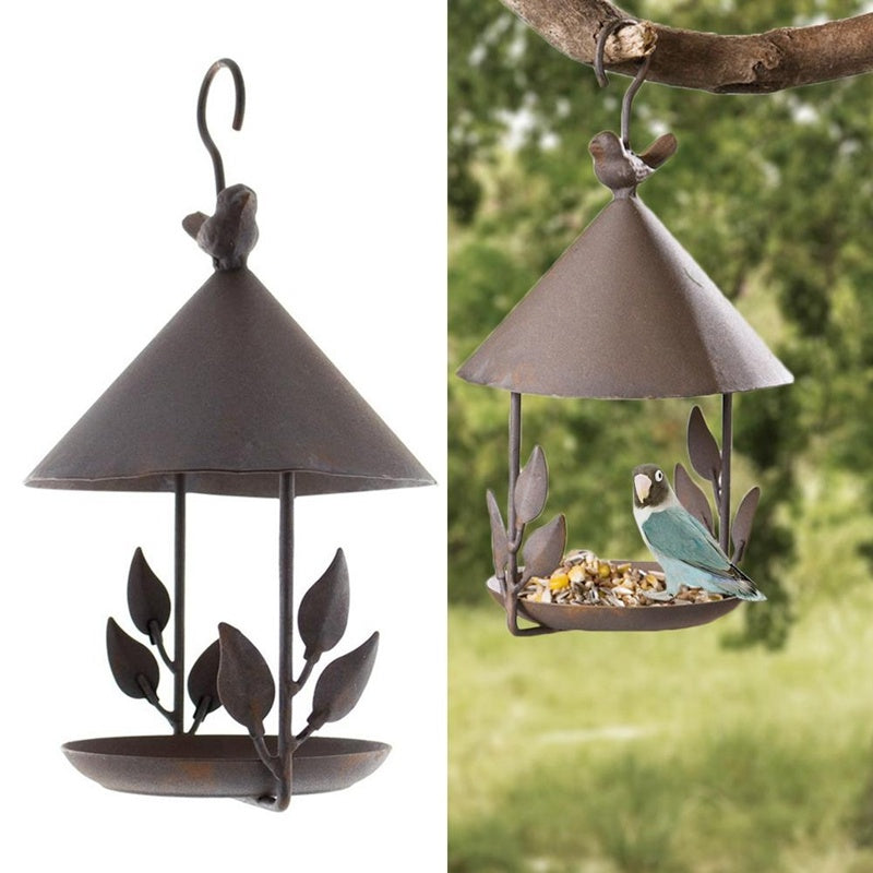 American Made Wrought Iron Bird Feeder for Outdoor Use