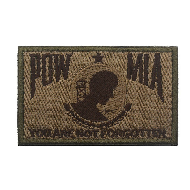 POW MIA Black & White Flag Embroidery Velcro Label – Military Patch for Clothing & Bags