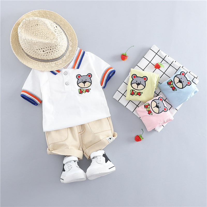 Kids Korean Short Sleeve Cotton Suit Relaxed Fit Unisex