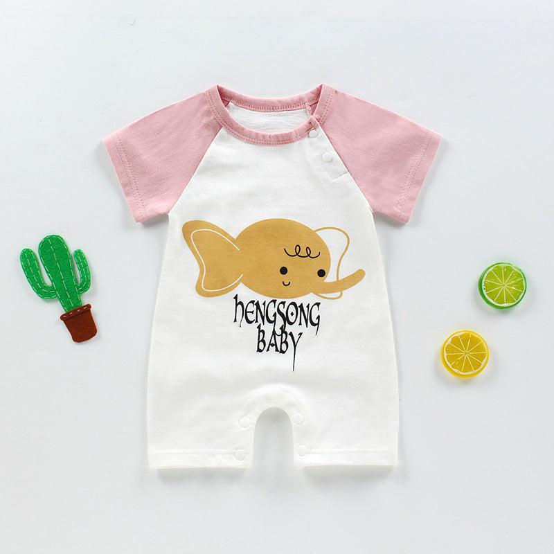 New Summer Baby One-Piece Romper – Cotton Short Sleeve Crawling Clothes for Newborns and Infants