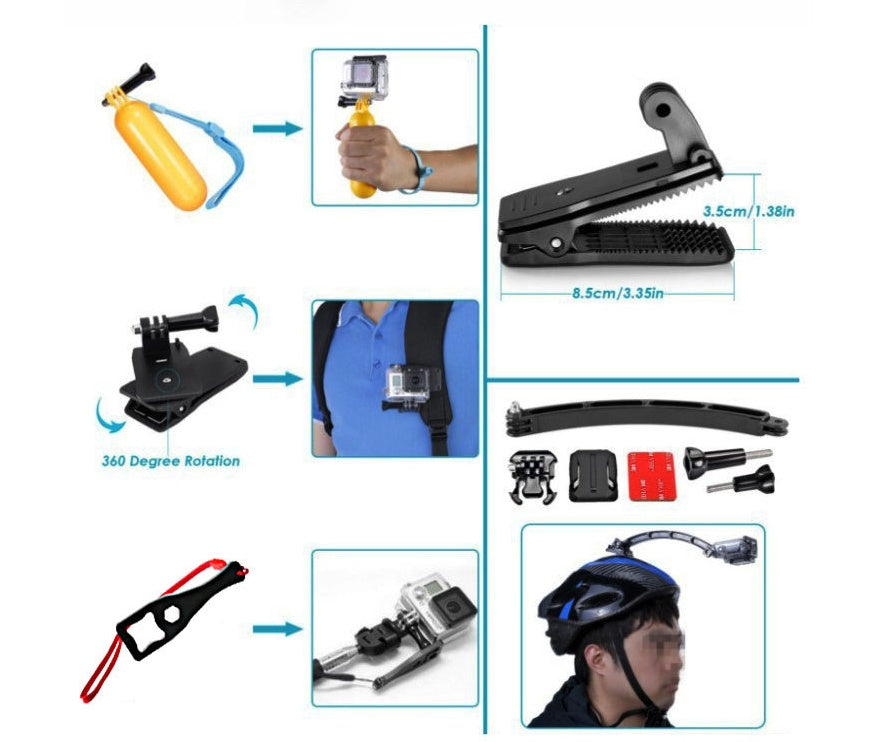 Camera Accessories Kit – Universal Mounts, Straps, Case & Cleaning