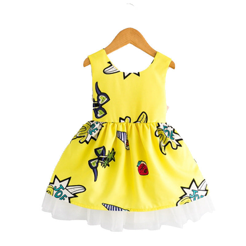Baby Girl Cartoon Backless Sleeveless Dress – Summer Outfit