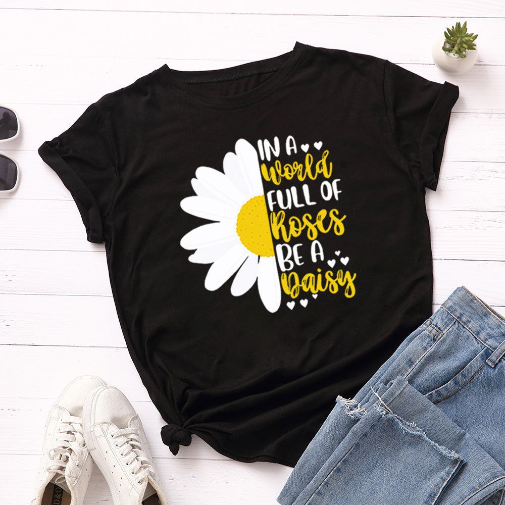 Women's Loose Round Neck Short Sleeve T-shirt Women Base