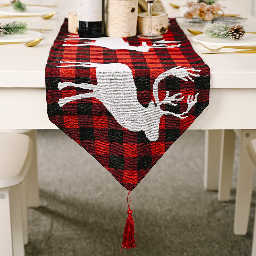 Christmas Electric Embroidered Knitted Cloth Table Runner
