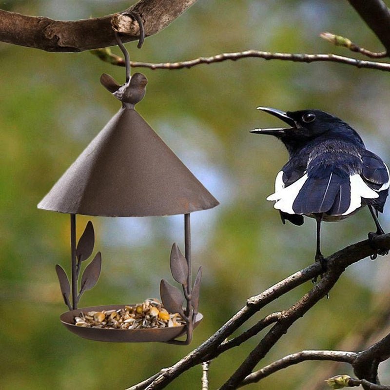 American Made Wrought Iron Bird Feeder for Outdoor Use
