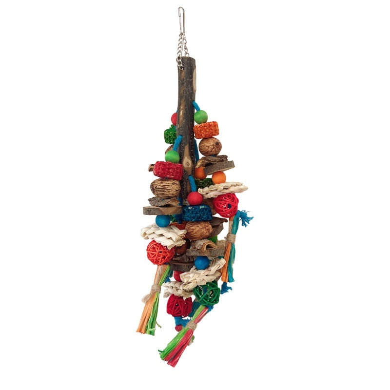 Parrot Natural Material Chewing Toy – Colorful String Combination for Stress Relief and Boredom Reduction