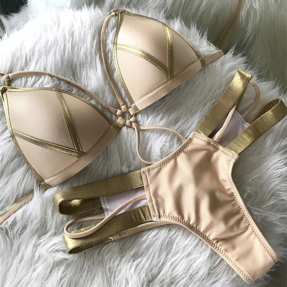 Women’s Shimmer Bikini Set – Bronzing Fabric