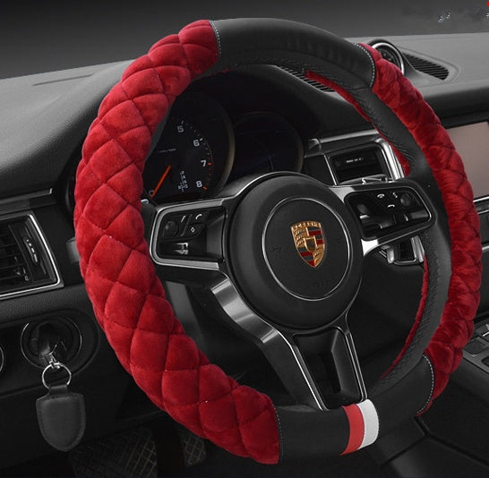 Universal Plush Steering Wheel Cover – Cute Winter Footprint Design (38cm)