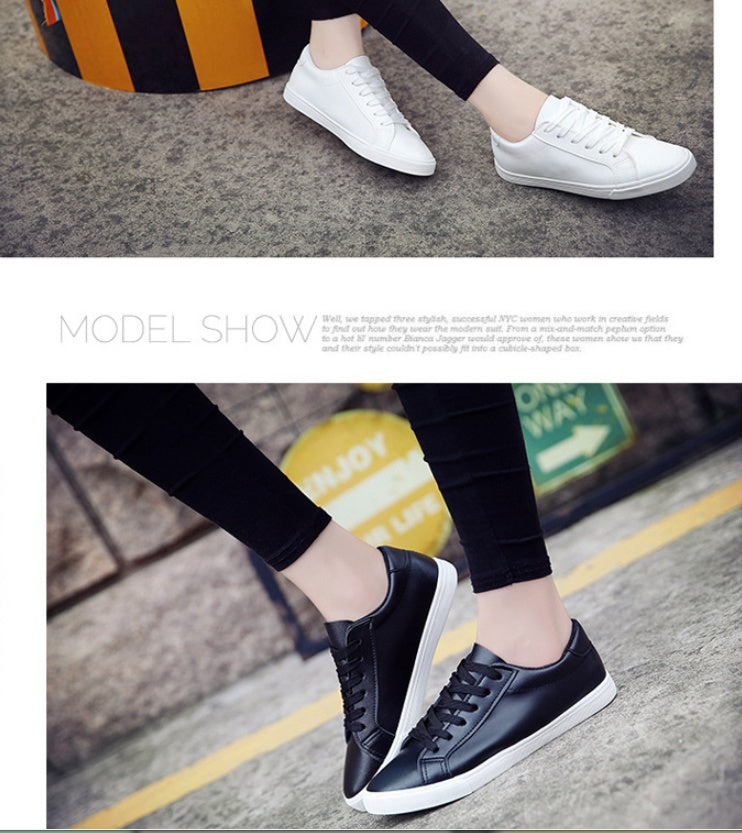 Spring and Autumn Small White Women’s Flat Leather Canvas Casual Shoes