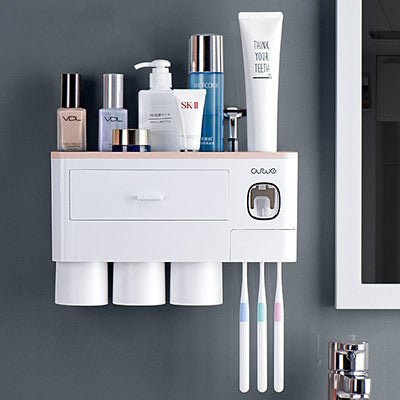 Safe PP Plastic Magnetic Toothbrush Holder With Drawer