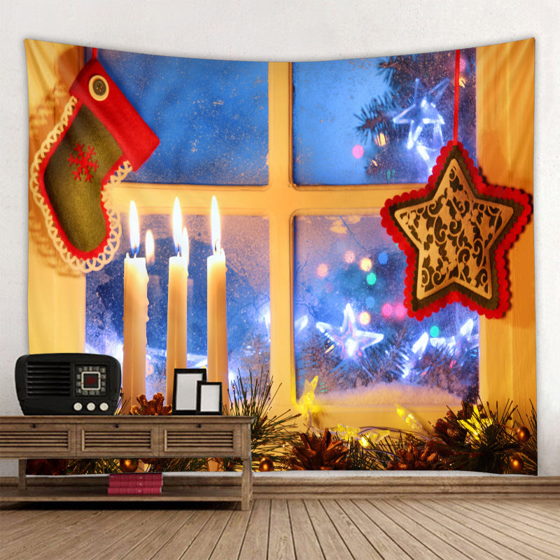 Christmas Tapestry Wall Cloth Fireplace Background Decoration