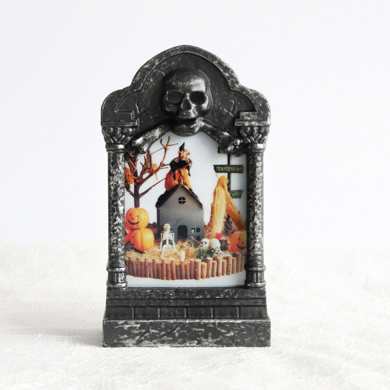 LED Skull Candle Lamp – Resin Halloween and Christmas Decoration Light with Batteries Included