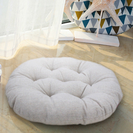 Botanical Flower Pattern Blended Rattan Floor Mat and Chair Seat Cushion