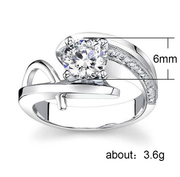 Elegant Geometric White Zircon Gold-Plated Women’s Fashion Engagement Ring