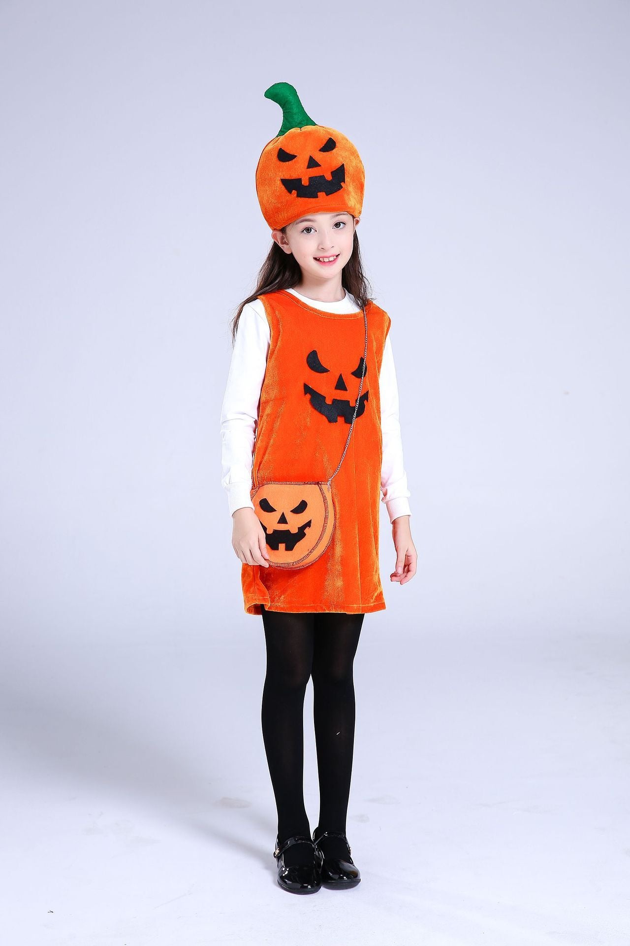 Girls Pumpkin Costume – Children’s Halloween Party Dress-Up Outfit
