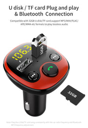 Car Bluetooth FM Transmitter – Dual USB 3.1A Fast Charger with LED Display, Hands-Free Calling, and Music Playback