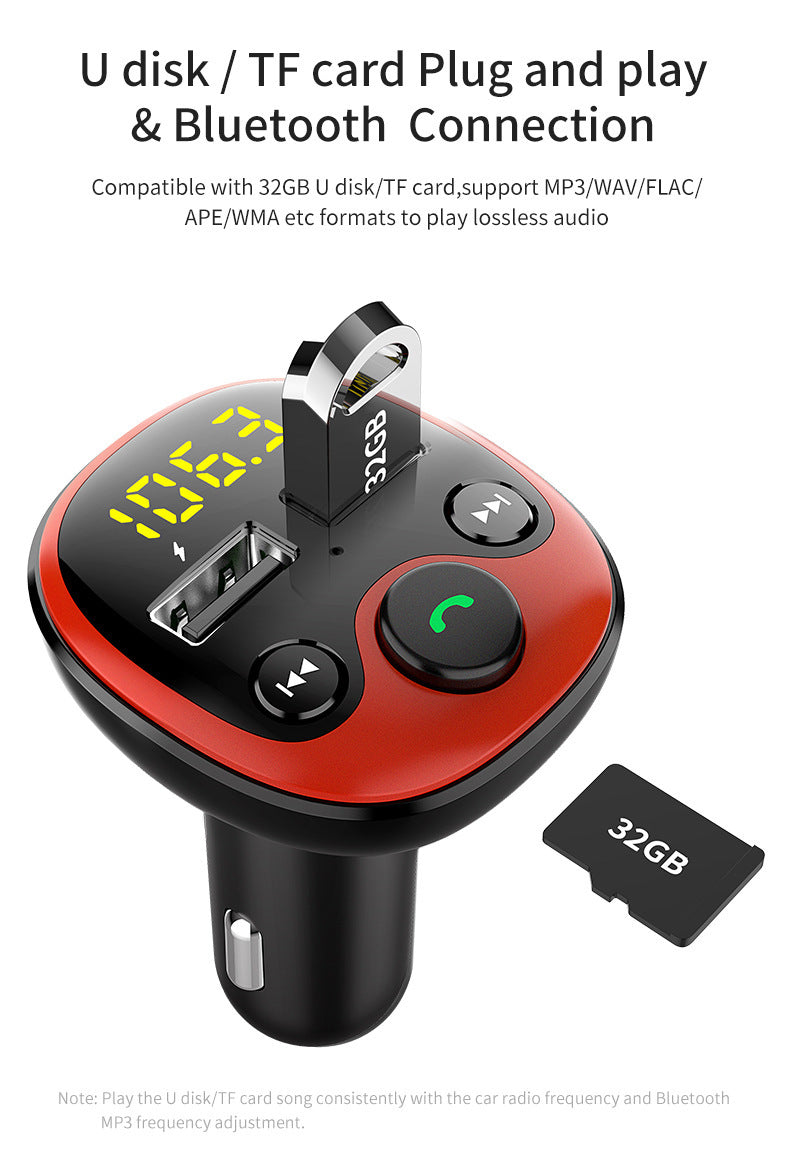 Car Bluetooth FM Transmitter – Dual USB 3.1A Fast Charger with LED Display, Hands-Free Calling, and Music Playback