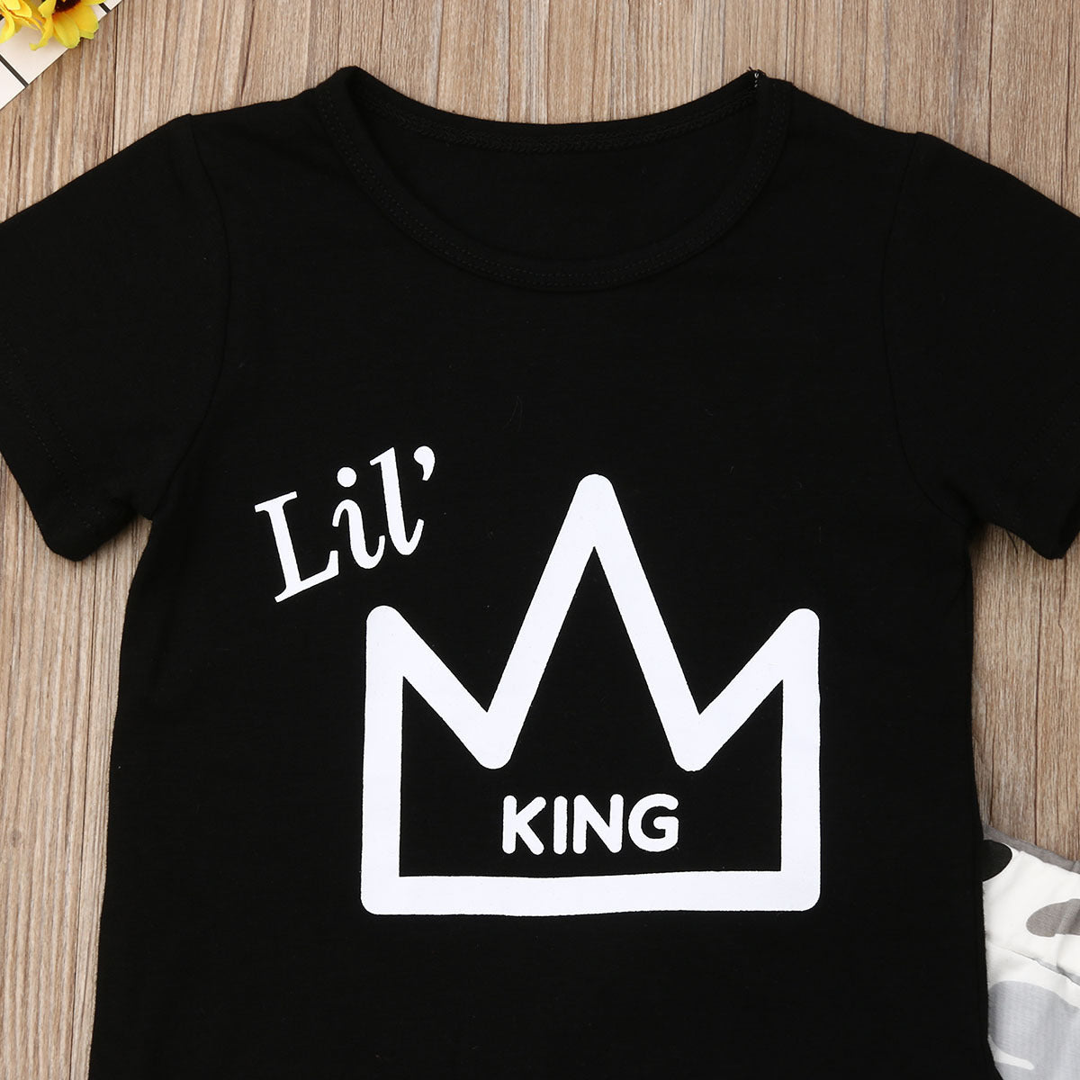 Crown Print Camouflage Two-Piece Set
