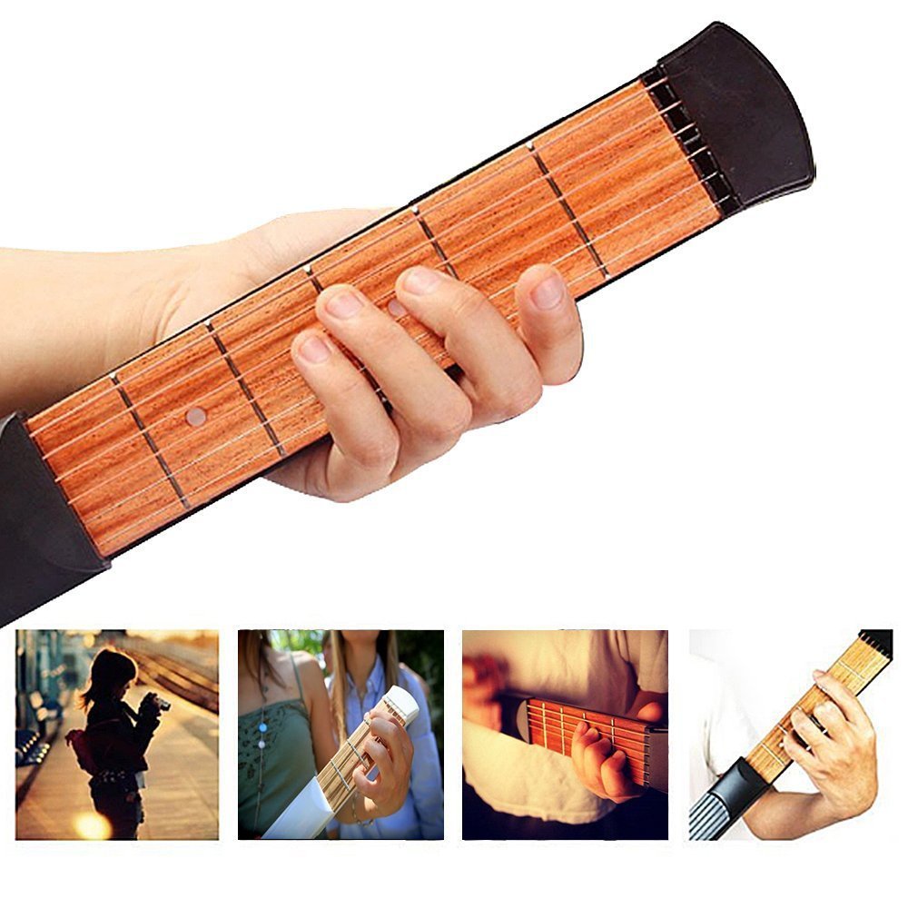 Pocket Guitar Portable for Acoustic Guitar Practice Tool Gadget Chord Trainer 6 String 4 Fret Model for Beginner Finger training