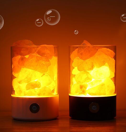 USB Crystal Himalayan Salt LED Lamp – Air Purifying Negative Ion Night Light with Color Changing