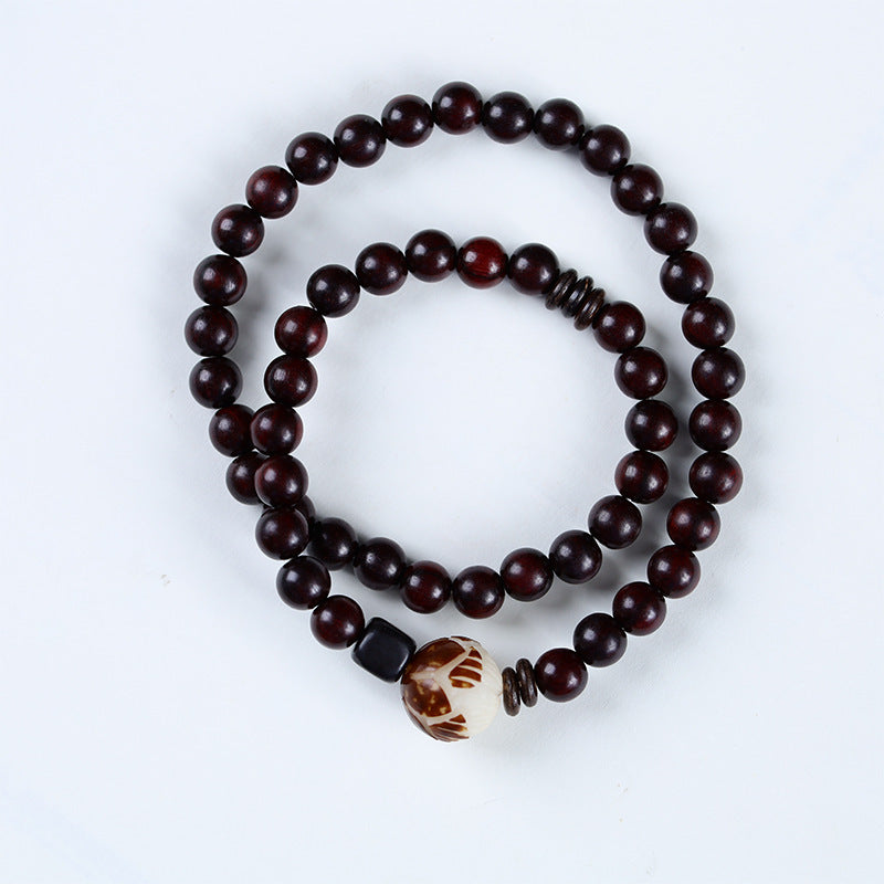 Simple All-match Natural Rosewood Double-ring Bracelet