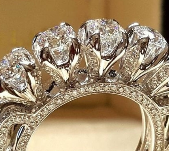 Stylish European-American Fashion Simulation Diamond Engagement Ring for Women by An Cheng