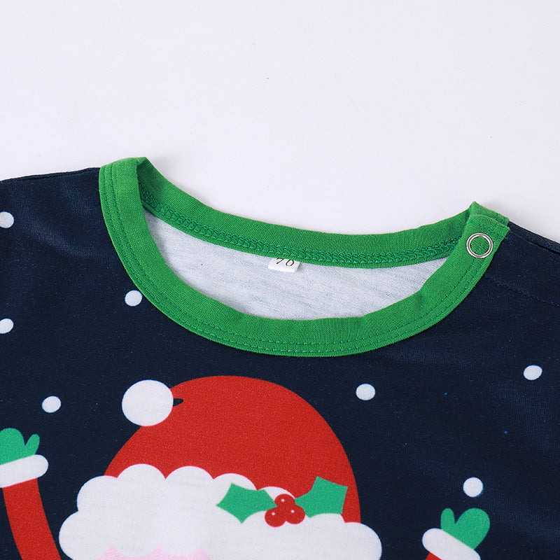Santa Printed Home Wear Pajamas Parent-child Wear
