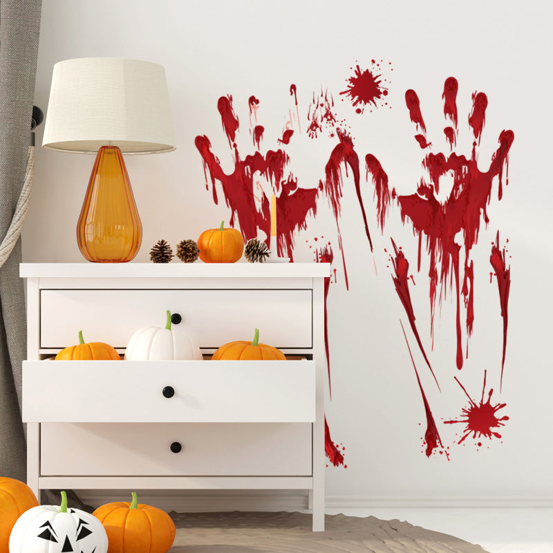 Halloween Blood Fingermark Stickers – Scary Horror Wall and Window Decorations