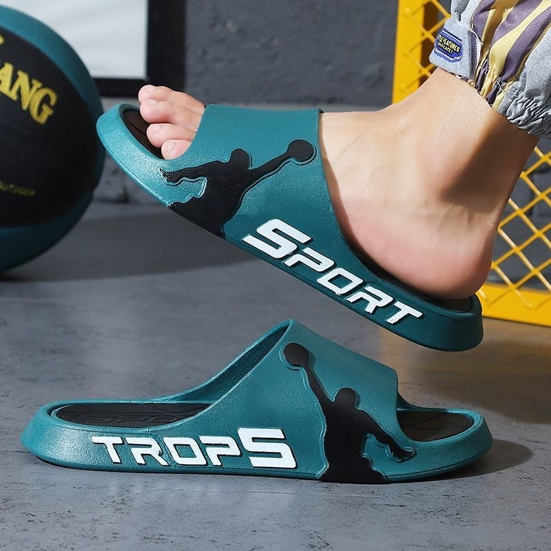 Men's Basketball Style Slippers PVC Thick Sole Regular Fit