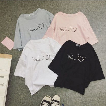 Women's Printed T-Shirt – Casual Round Neck Short Sleeve Top