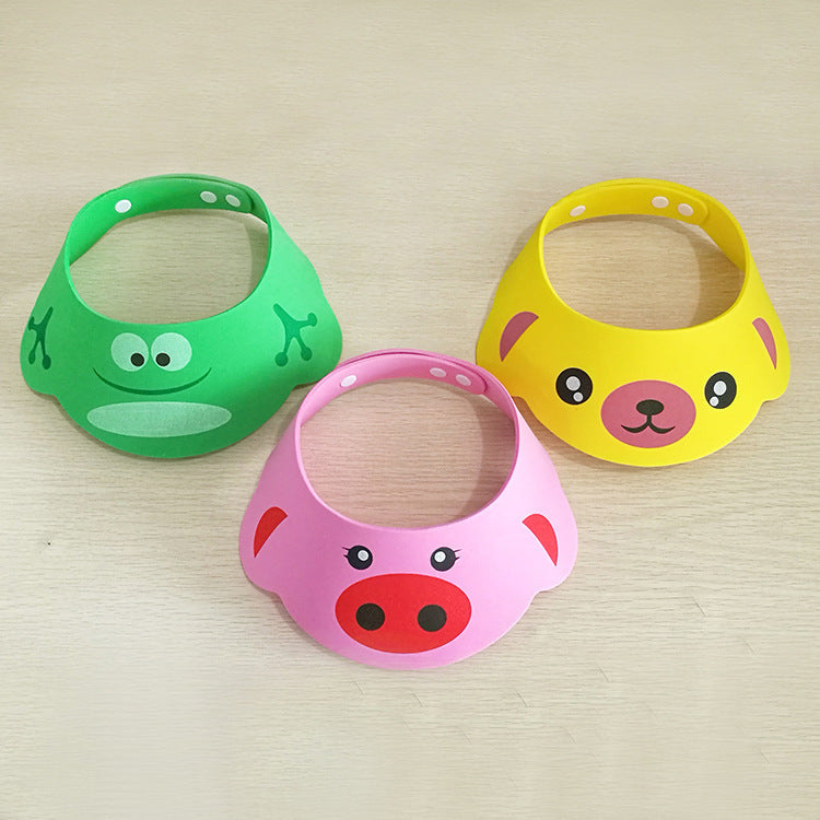 Cartoon Adjustable Baby Shampoo Cap – Thickened Splash Guard for Bath Time
