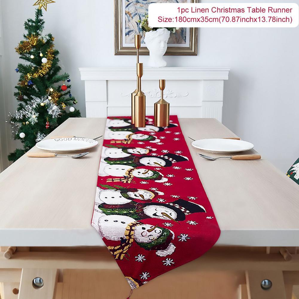 Cotton Linen Embroidered Christmas Table Runner