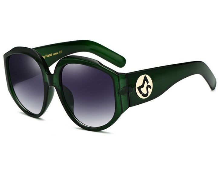 Oversized Round Women’s Sunglasses with Olive Frames