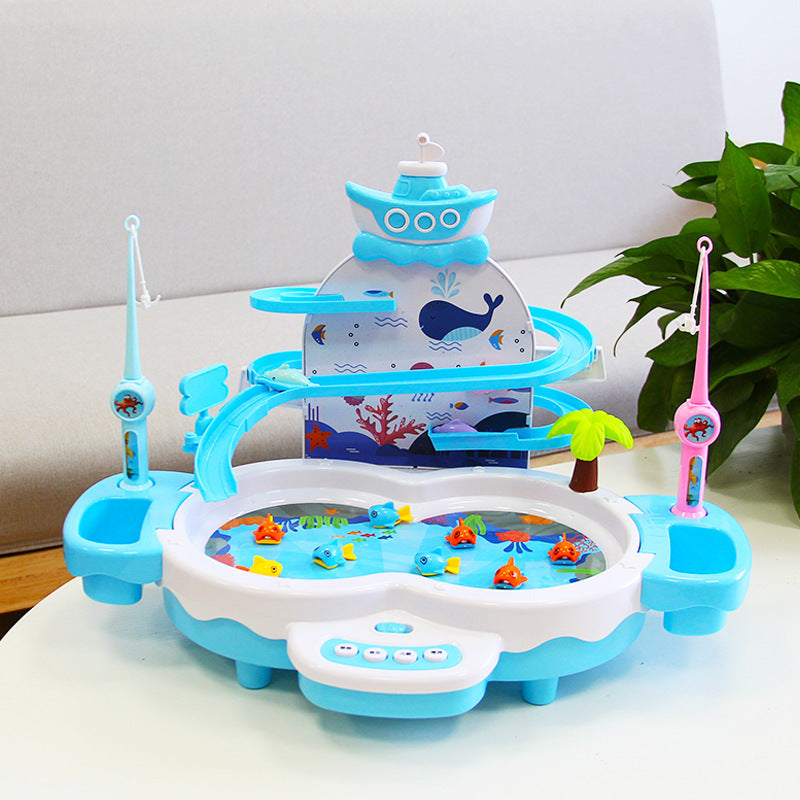 Electric Early Education Music Sand Splashing Table – Interactive Electric Fishing Puzzle Toy (43.5 x 29.5 x 31.5 cm, Color Box Packed)