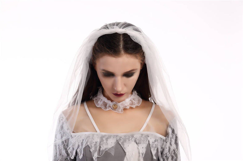 Halloween Zombie Bride Costume – Scary Undead Wedding Dress for Women’s Cosplay and Parties