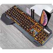 Ergonomic Wired Gaming Keyboard with RGB Backlight & Phone Holder – Full-Size, Anti-Ghosting
