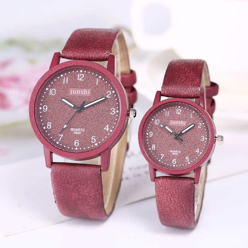 Casual Round Dial Couple’s Quartz Watches with PU Strap