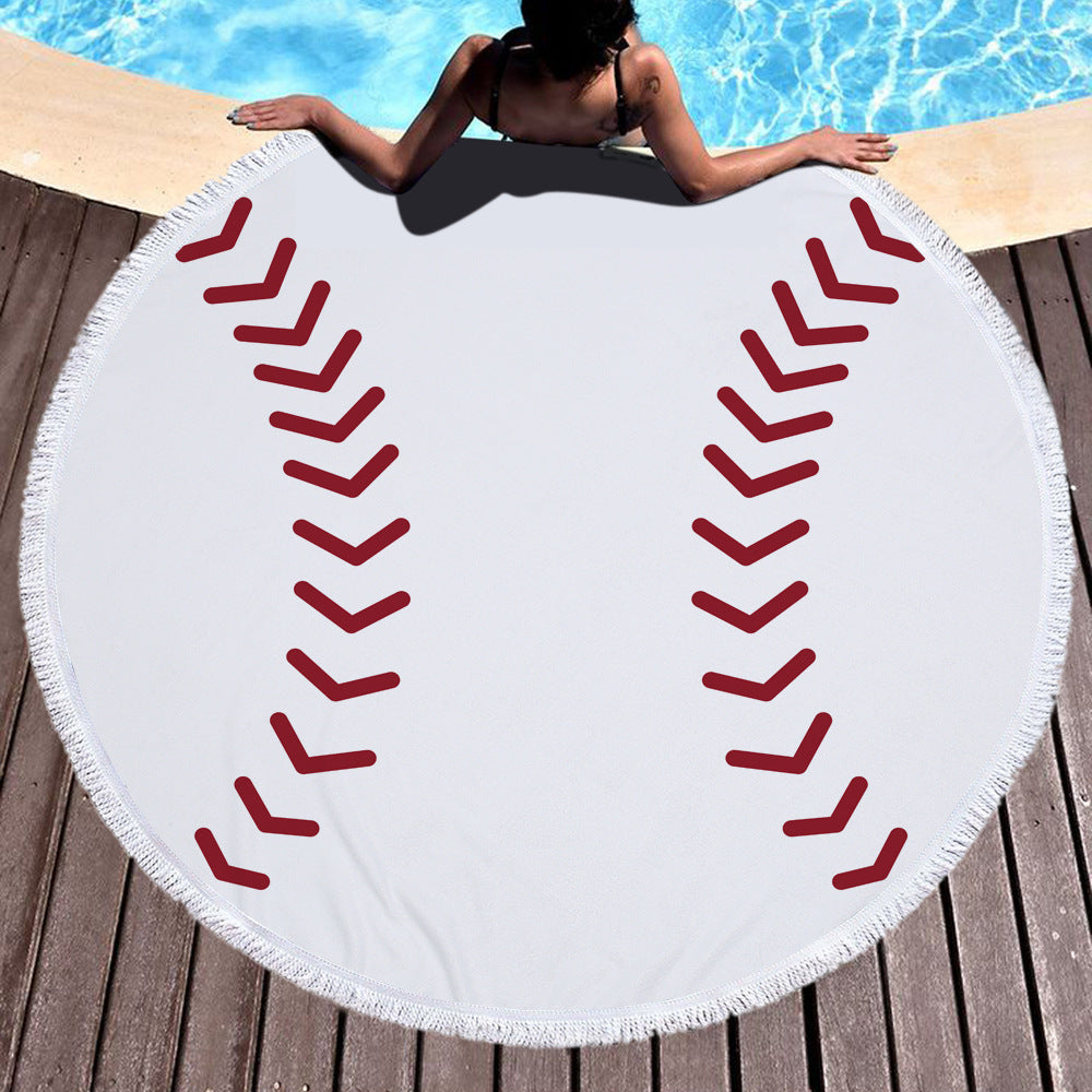 Microfiber and tassel round printed beach towel