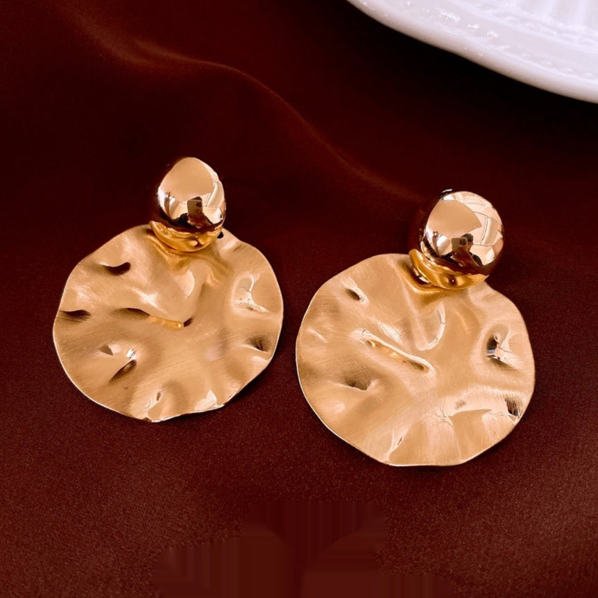 Geometric Iron Earrings Womens Silver Gold Tone Round