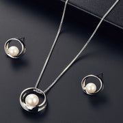 Alloy Imitation Pearl Bridal Jewelry Necklace And Earrings Suite