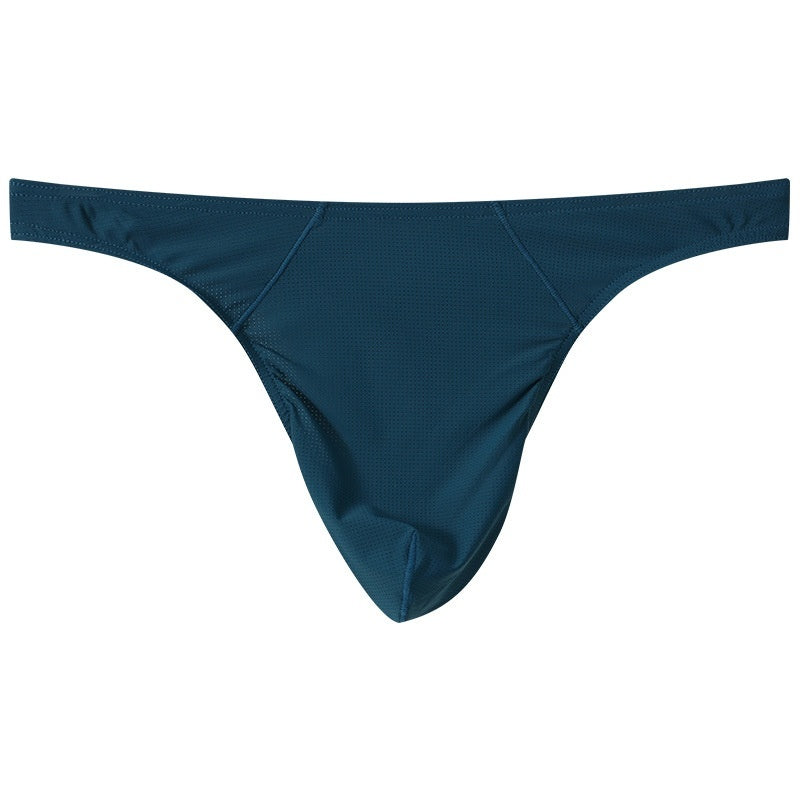 Mesh Men's Underwear  Ice Silk Thong Low Waist Big J Underwear