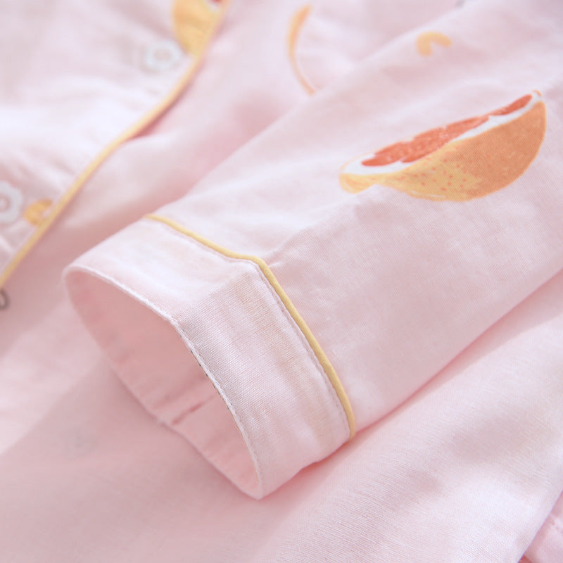 Women's Fashion Print Long Sleeve Cotton Yarn Loungewear Set